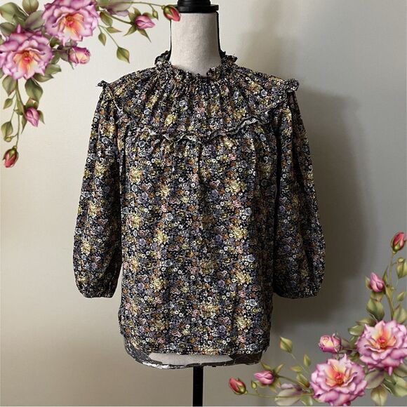Universal Thread Tops - Mock neck floral loose‎ fit long sleeve blouse